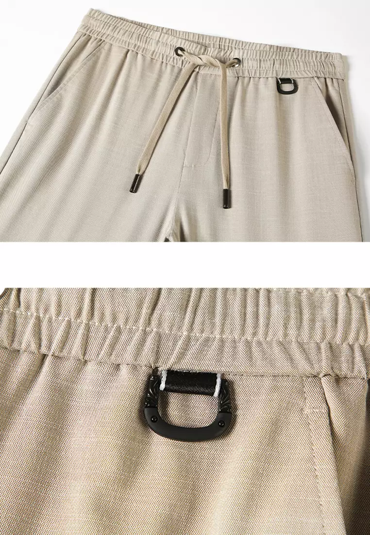 冰絲感亞麻直筒休閒褲 WK-GF6103