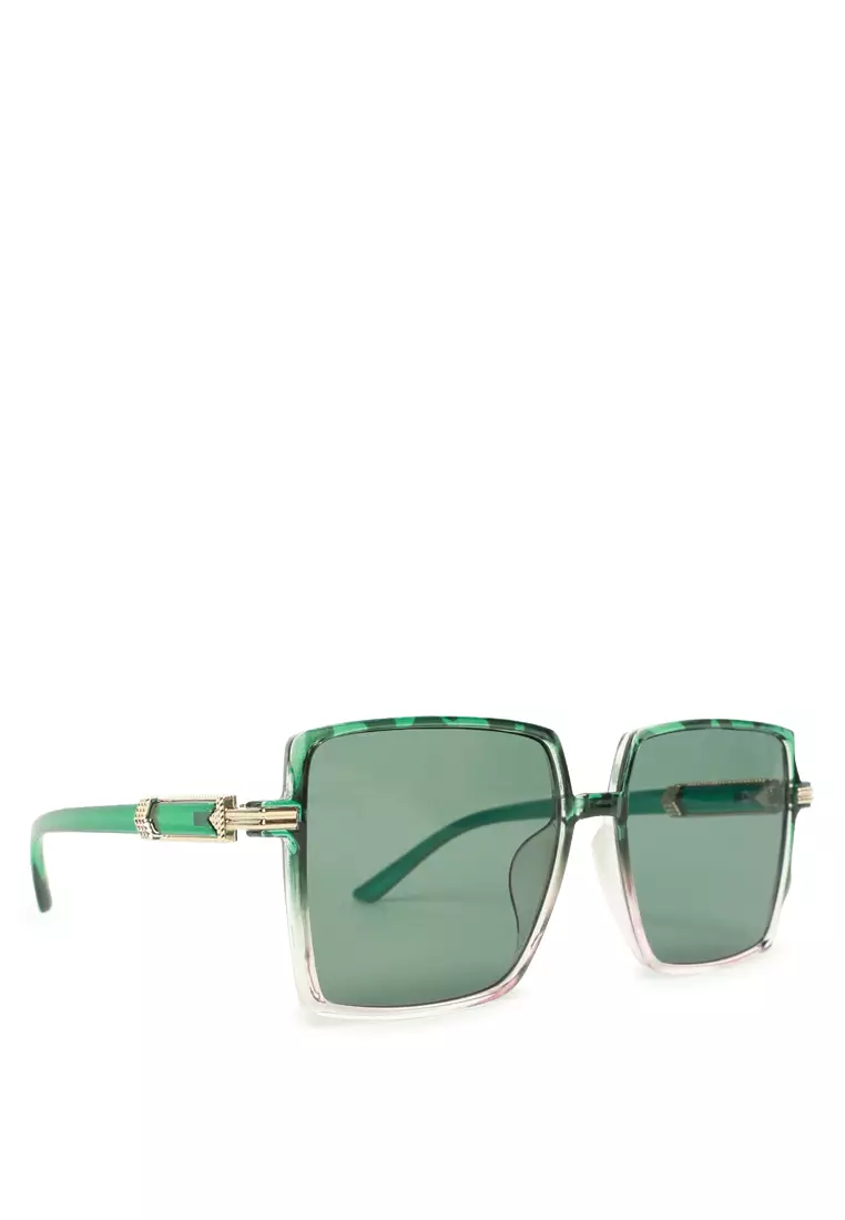 Classy Retro Tinted Square SunglassIn Green