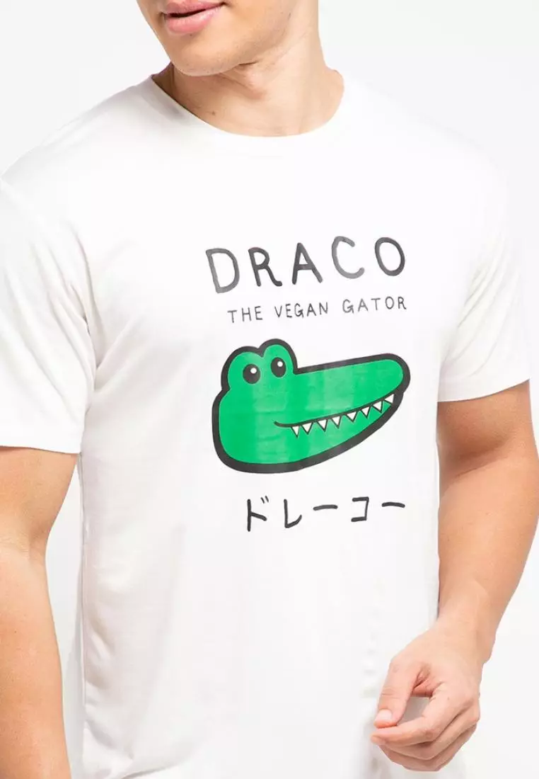 MTG21 draco vegan gator putih kaos pria