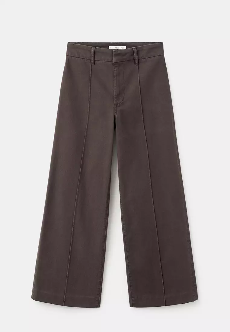 High-Waisted Wide-Leg Jeans With Stitching