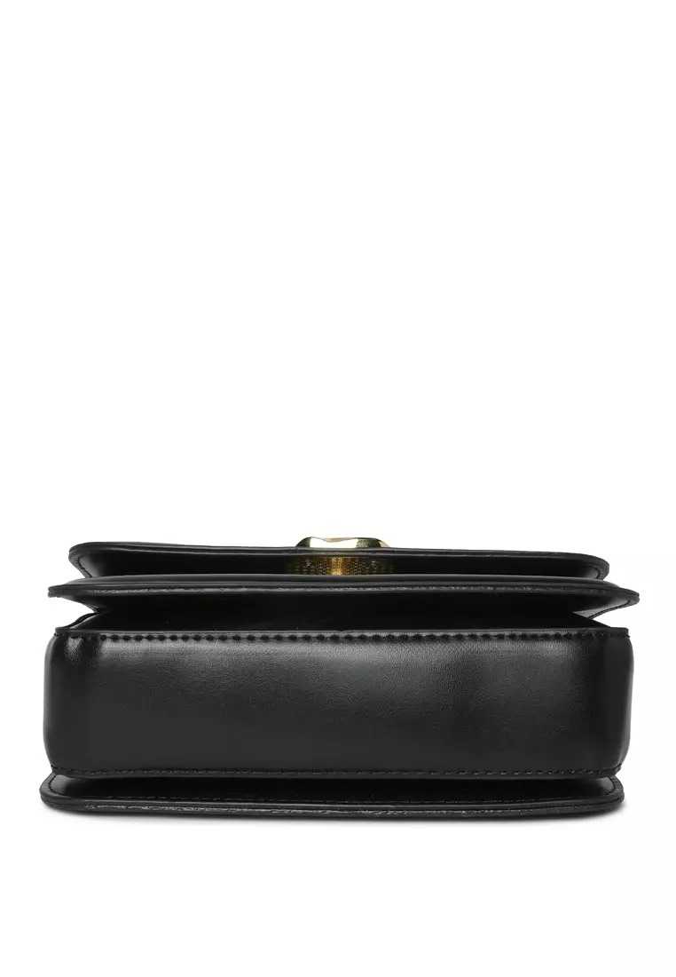Classic Gold Buckle Flap Bag in Black