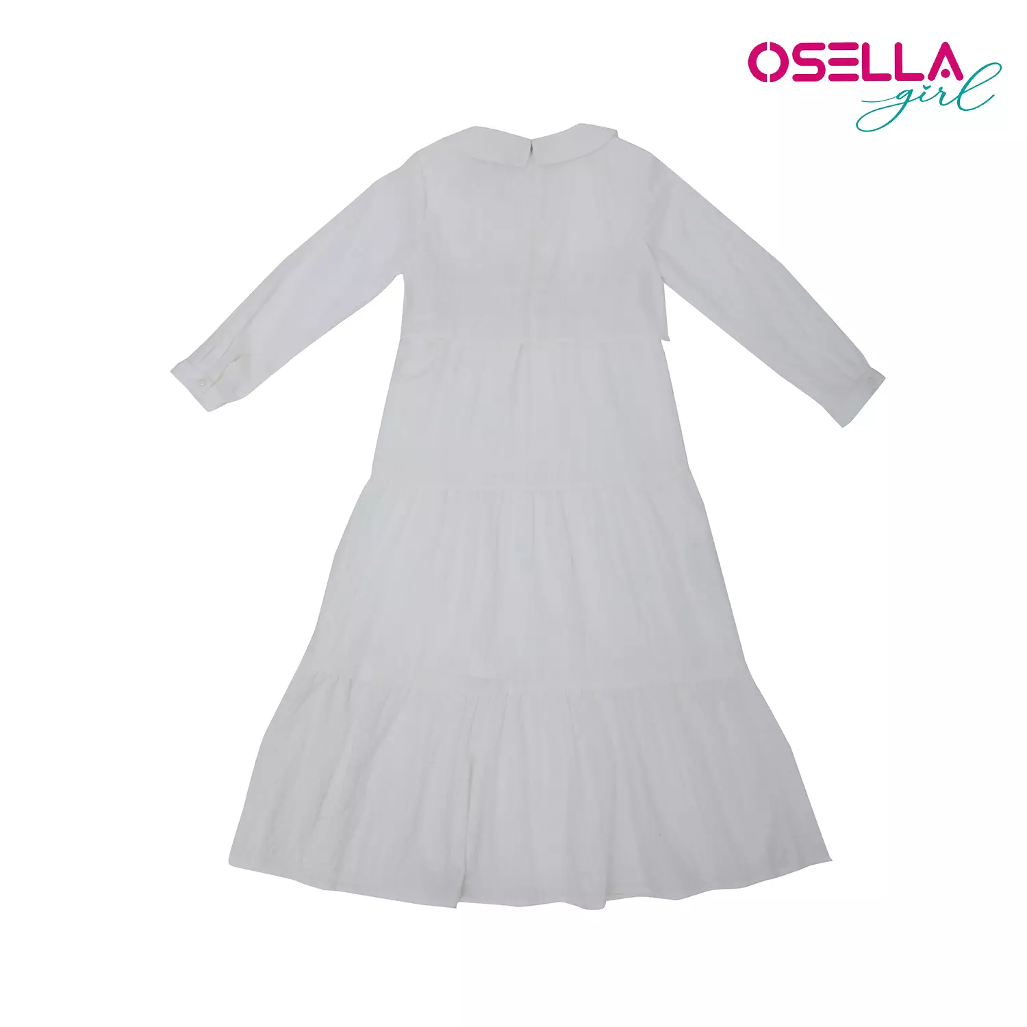[NEW] OSELLA SOLID MAXI DRESS WITH LAYERING TOP IN WHITE FANCY FABRIC 2357500701 | Dress Anak Perempuan