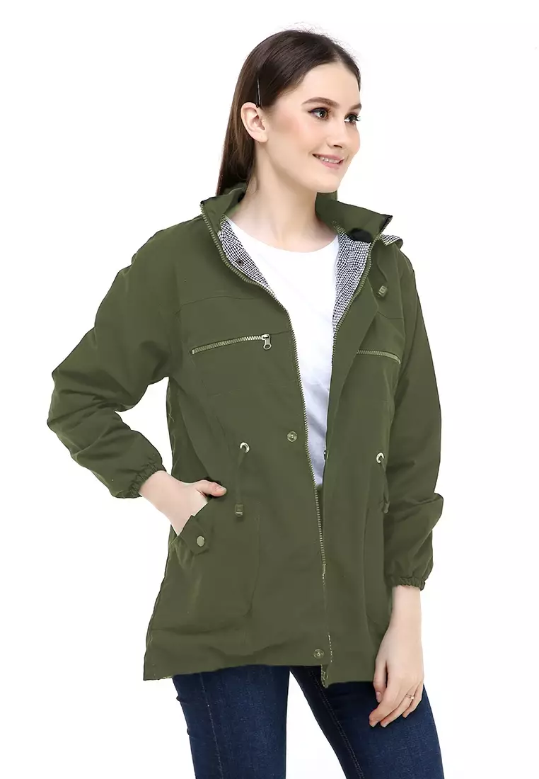 Hardwin Jacket Outer Wanita Adventure Casual Longsleeve Material Baby Canvas ORIGINAL - Green