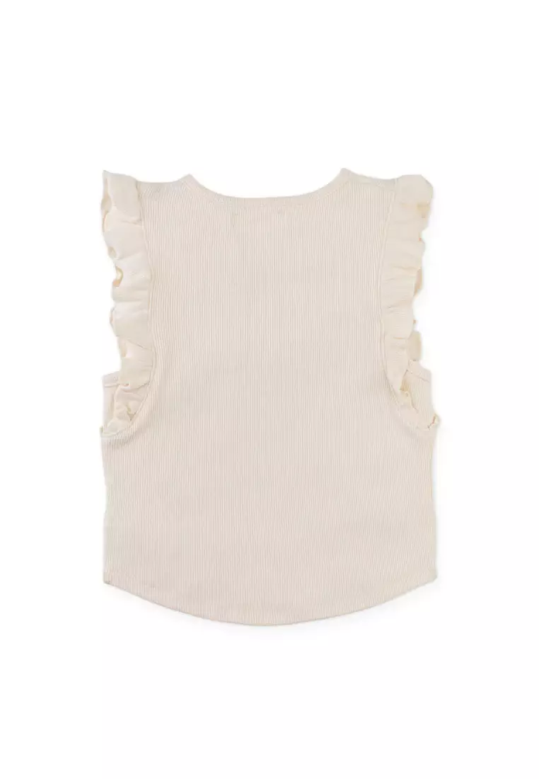 Cici Tank Top with Ruffled Sleeves and Embroidered Gg Logo