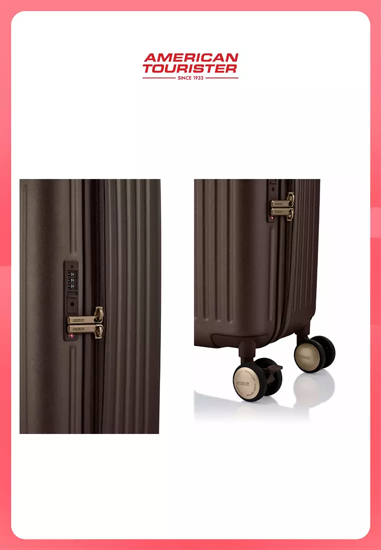 American Tourister Koper Hardcase Lockation Spinner Cabin 20 Inch TSA PV - Brown