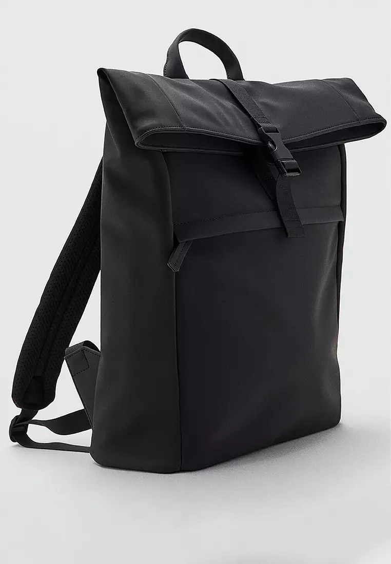 Rubberized Backpack With Flap Closure
