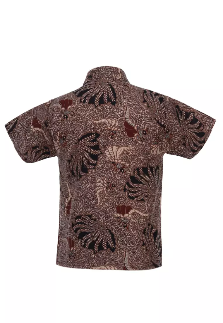 Lucas Kemeja Formal Batik Anak Laki-laki Lengan Pendek Motif Kerang Kids Traditional Shirt Material Cotton ORIGINAL - Brown