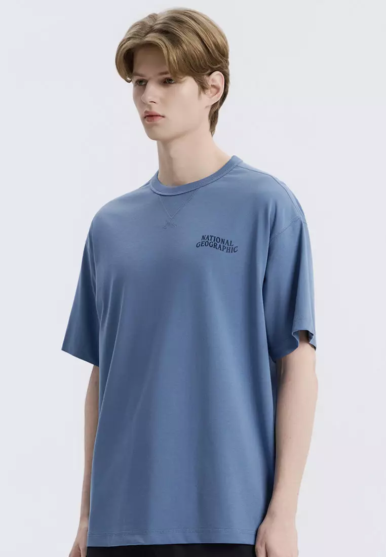 男女同款AVIS AEROSILVER圖案半寬鬆拼接細節短袖T恤