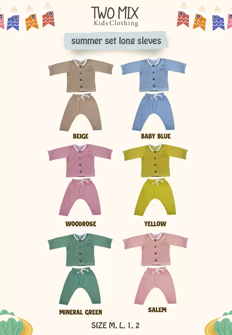 Two Mix - Setelan Baju Anak Lengan Panjang - Summer Set Long Sleeves 0-2 Tahun Coklat 4360A