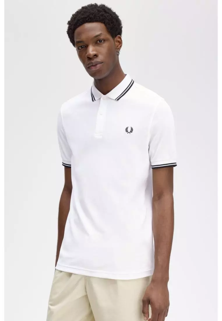 Fred Perry M3600 Twin Tipped Fred Perry Shirt (White / Black / Black)
