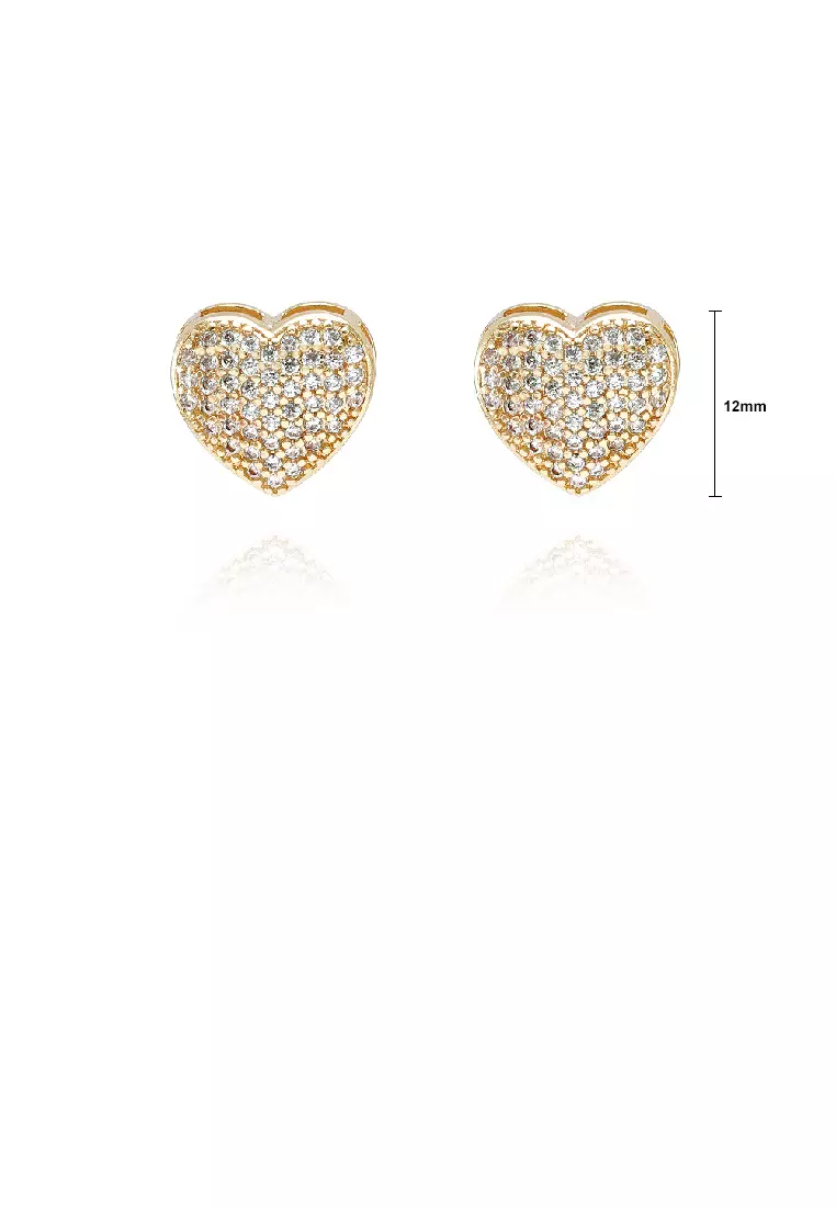 Buy Glamorousky Simple Brilliant Plated Gold Heart Stud Earrings