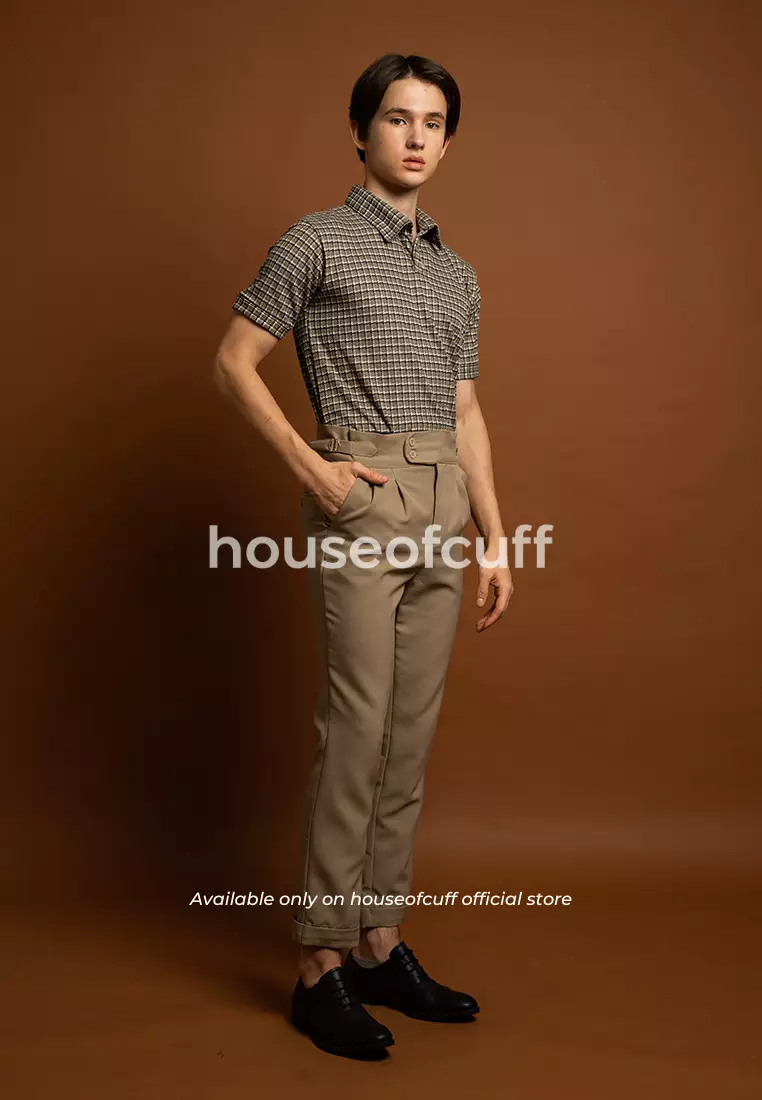 Houseofcuff Polo Shirt Knit Rajut Kaos Kerah Lengan Pendek Square Pattern Army
