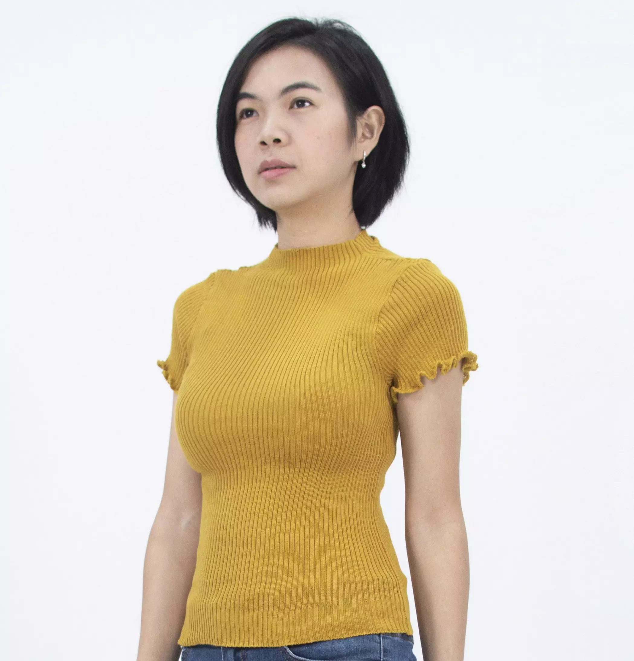 Ellen Outer Atasan Baju Rajut Wanita Gaya Fashion Korea Terbaru - KUNING