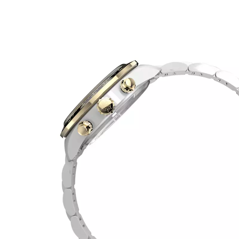 Jam Tangan Pria Timex Waterbury TW2Y24000 Heritage Chronograph Black Dial Stainless Steel Strap