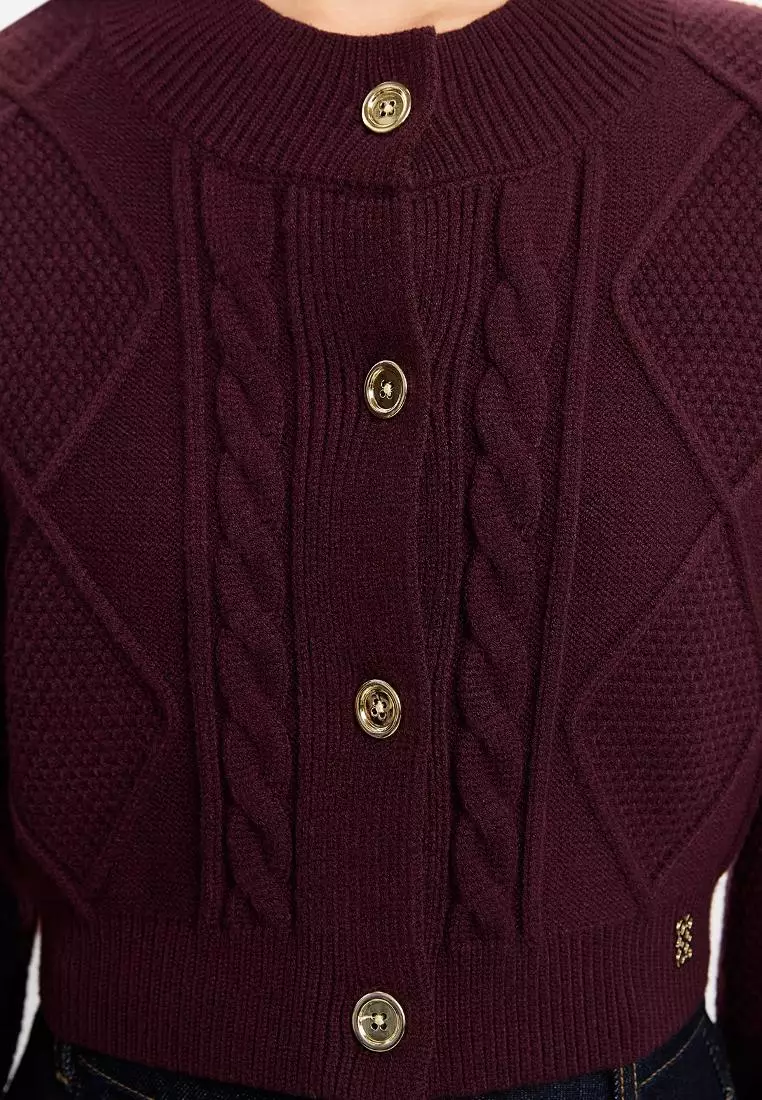 Buttoned Cable Knit Cardigan