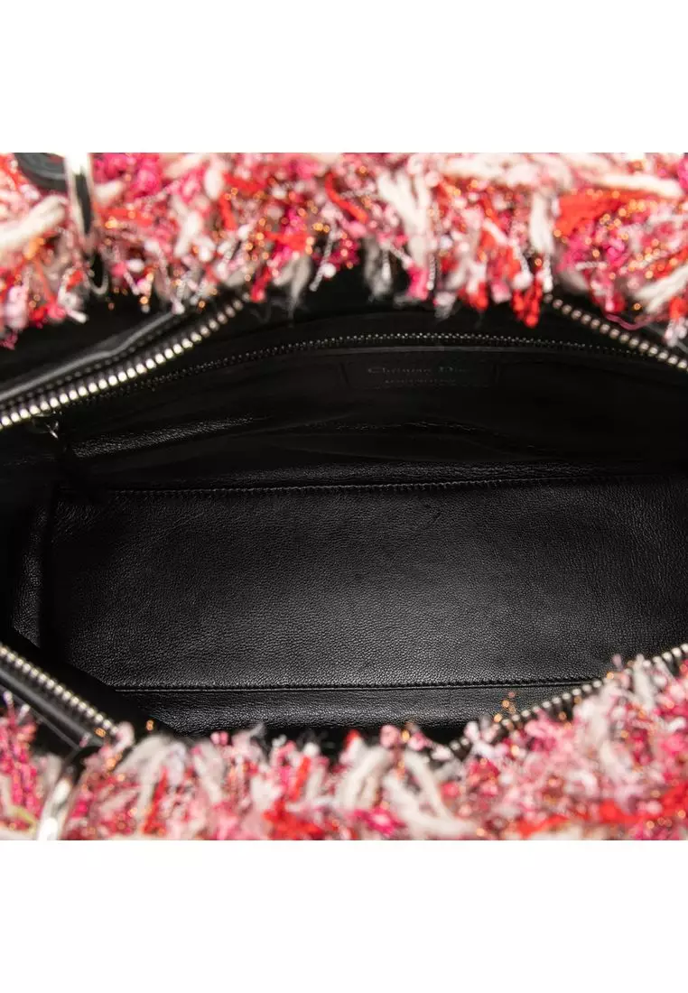 Pre-Loved Dior Large Tweed Cannage Fringe Lady Dior