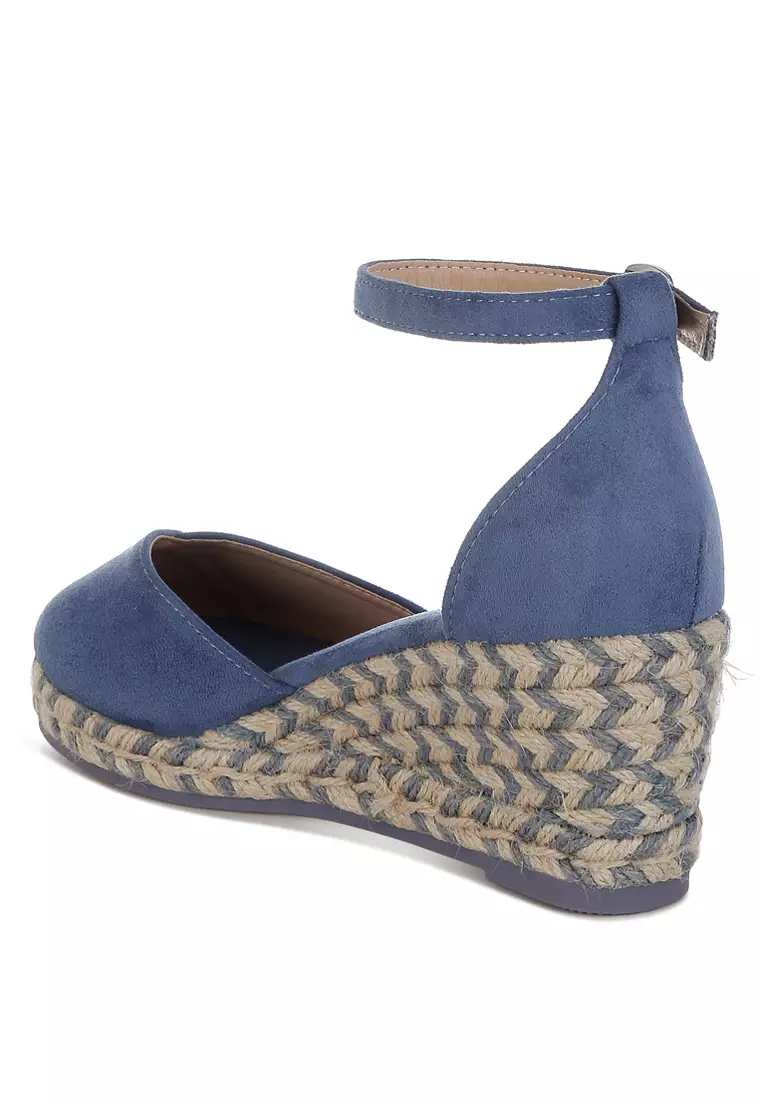 Wedge Heel Espadrilles Sandals In Navy