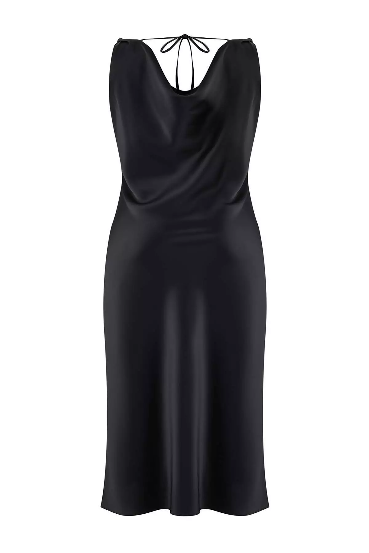 Black Satin Woven Plus Size Dress Tbbaw26Ah00083