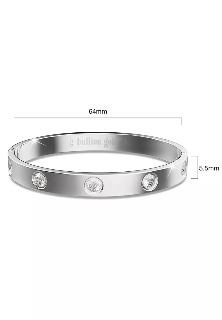 Cecelia Stainless Steel Bangle in White Gold - 64mm
