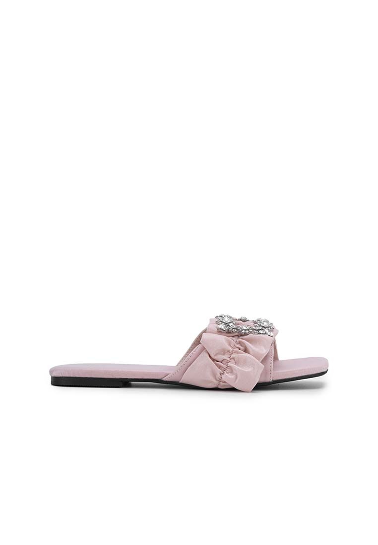 EMBELLISHED BUCKLE STONE FLAT SLIDE