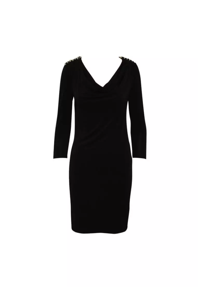 Michael kors long sleeve black dress store