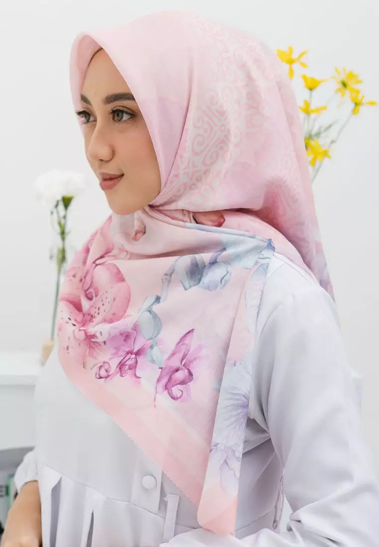 Orchidz Signature Square Voile Scarf Hijab Premium Wanita Creole Pink