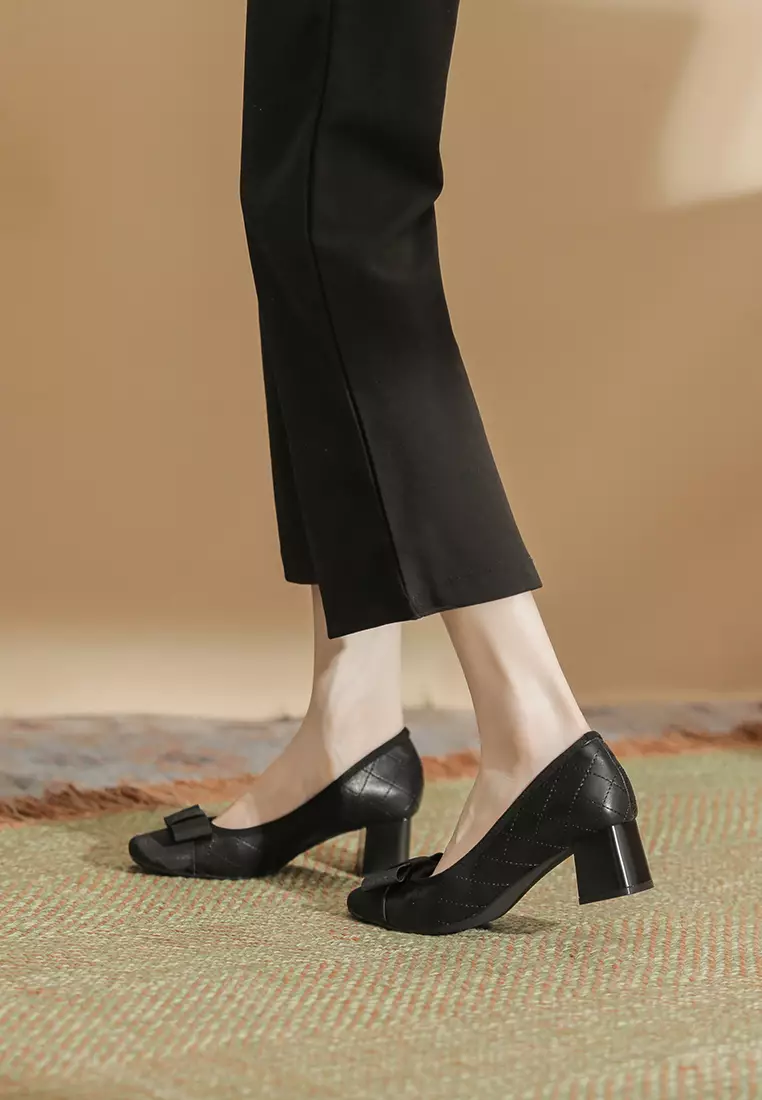 Bow Knot Stitched Quilted Pumps HS978 28