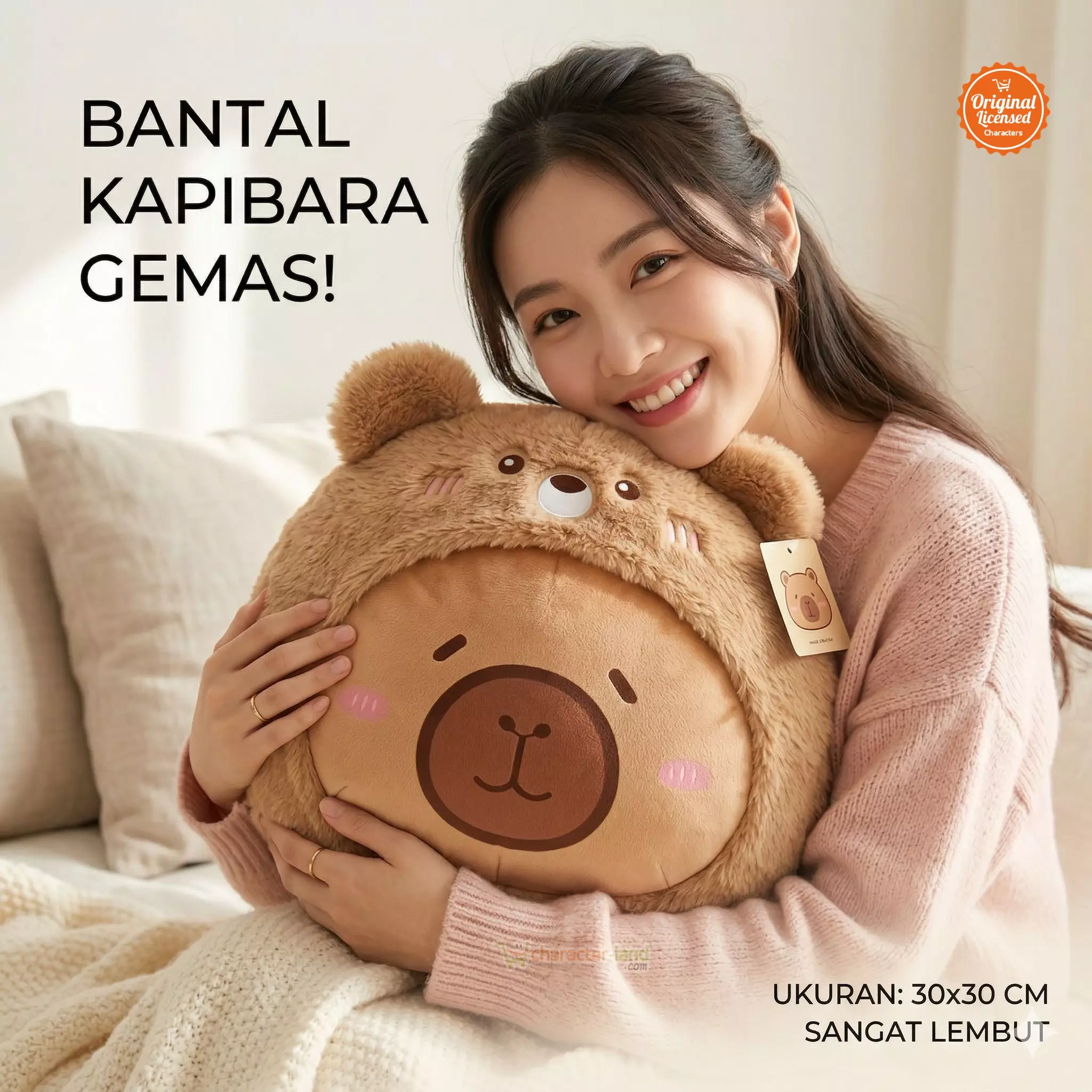 Boneka Bantal Kepala Kapibara Costum Bear 30 cm