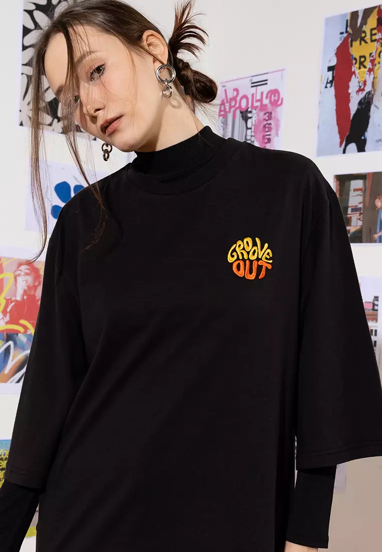 oversized black long sleeve t shirt