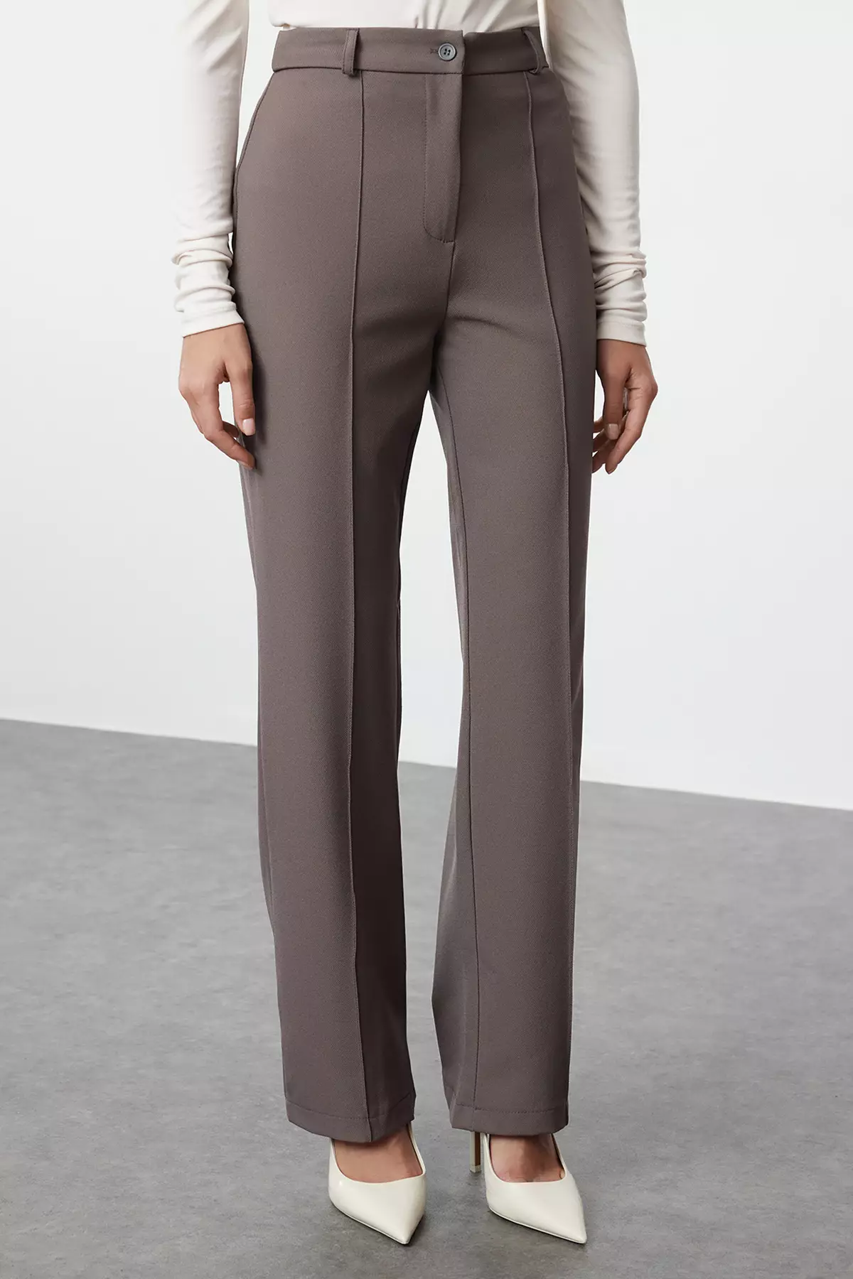 High Waist Straight Cut Trousers