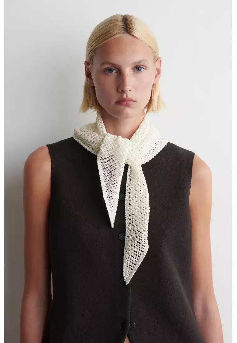 POINTELLE-KNIT TRIANGLE SCARF