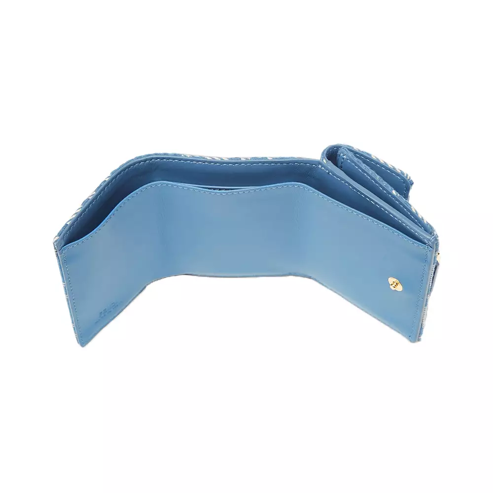Jual FENDI Baguette FF Jacquard Micro Trifold Wallet Blue