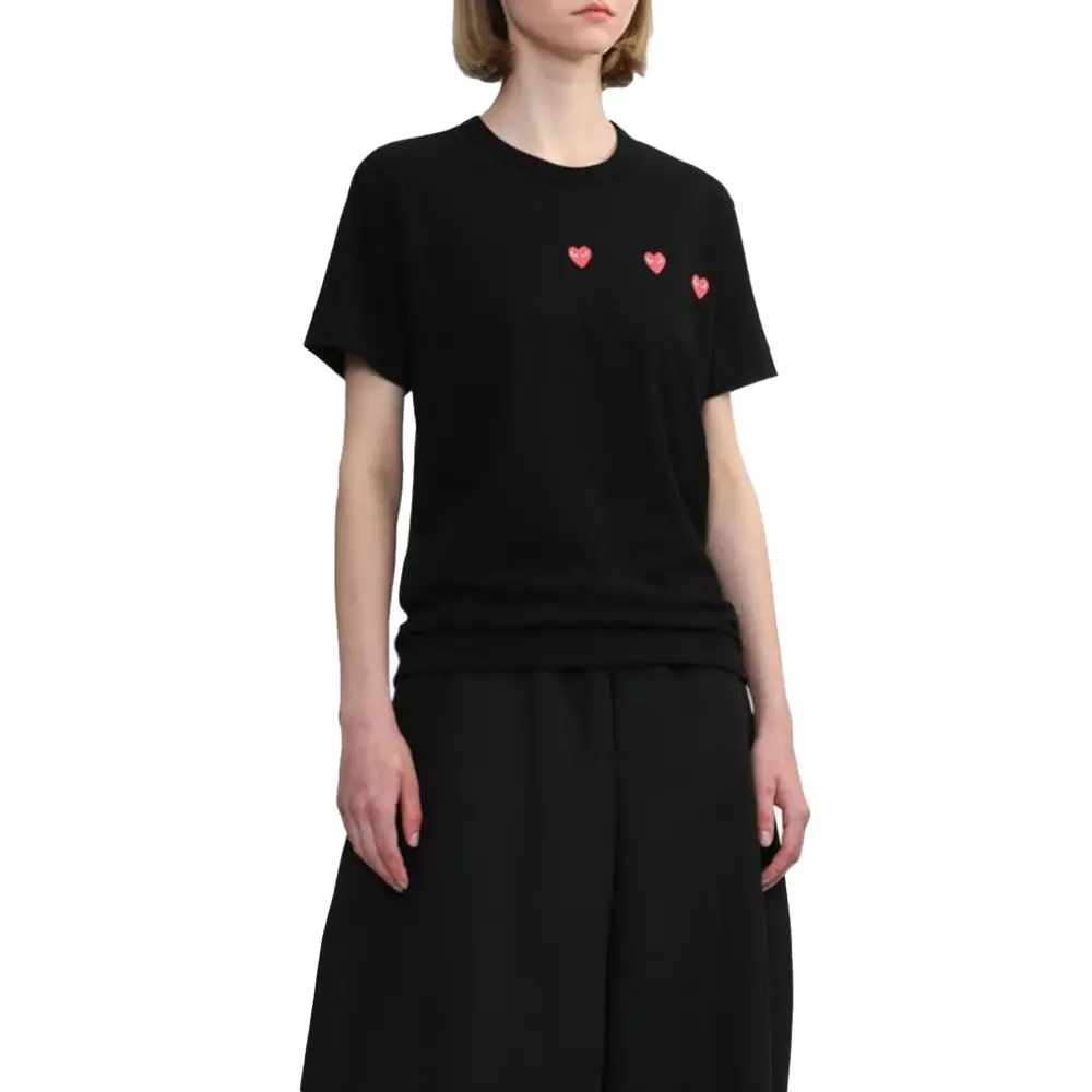 Play Triple Red Heart Logo T-Shirt Black