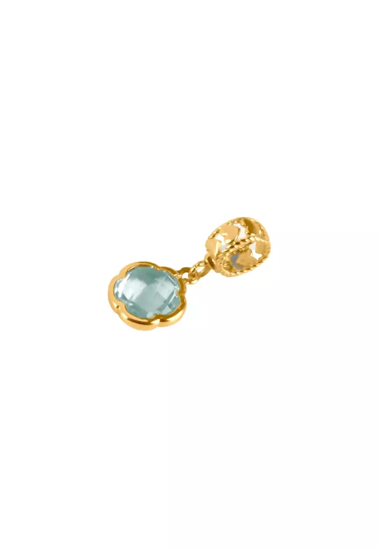 Aquamarine Flower Charm 18k Gold