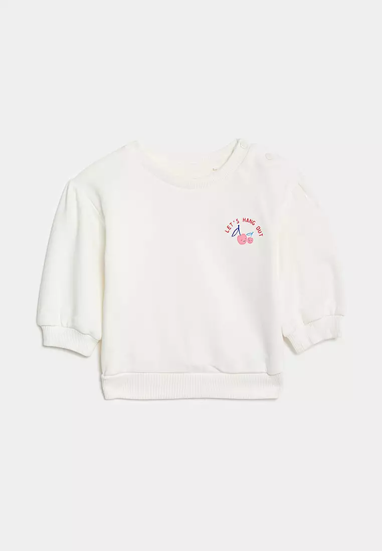 2pc Cotton Rich Striped Slogan Outfit