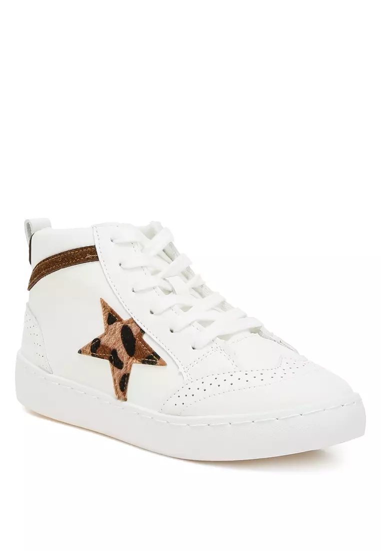 Star High Ankle Sneakers in White