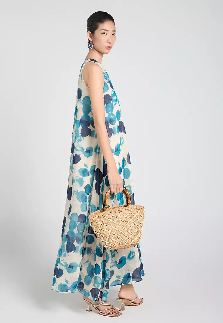 Patterned viscose-blend maxi dress
