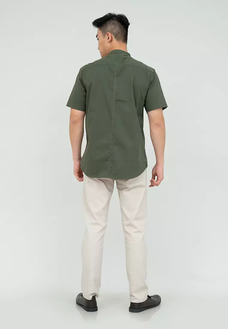 Houseofcuff Baju Koko Kemeja Lengan Pendek Pria Army