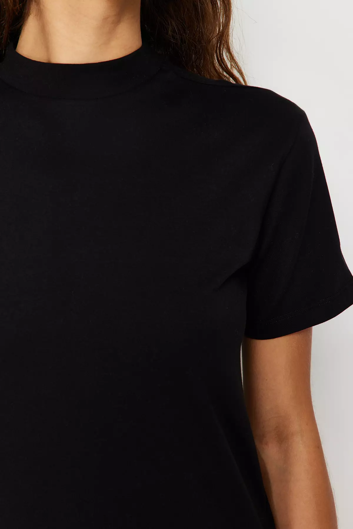 Black Mock Neck T-Shirt