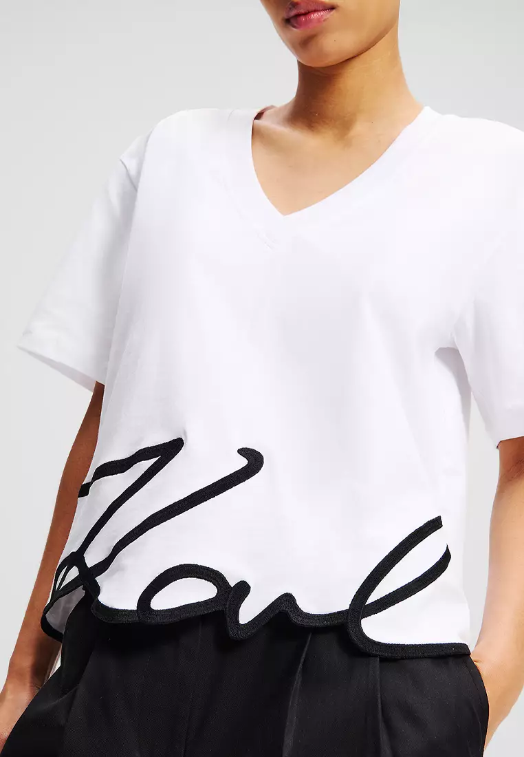 Karl Signature V-Neck T-Shirt