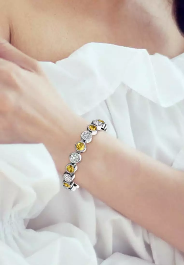 Myriad Birth Stone Bracelet November Citrine - Gelang Crystal Swarovski by Her Jewellery