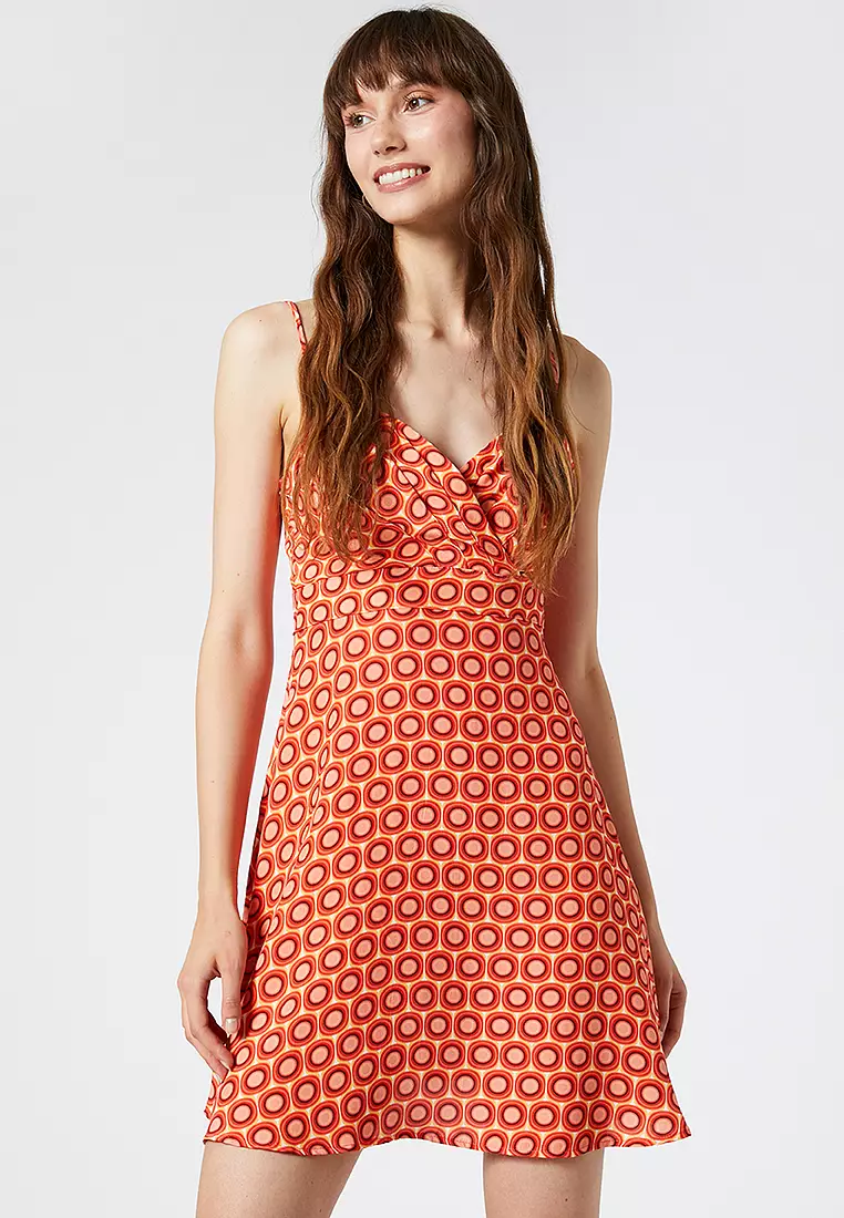 Viscose Sweetheart Neck Mini Dress