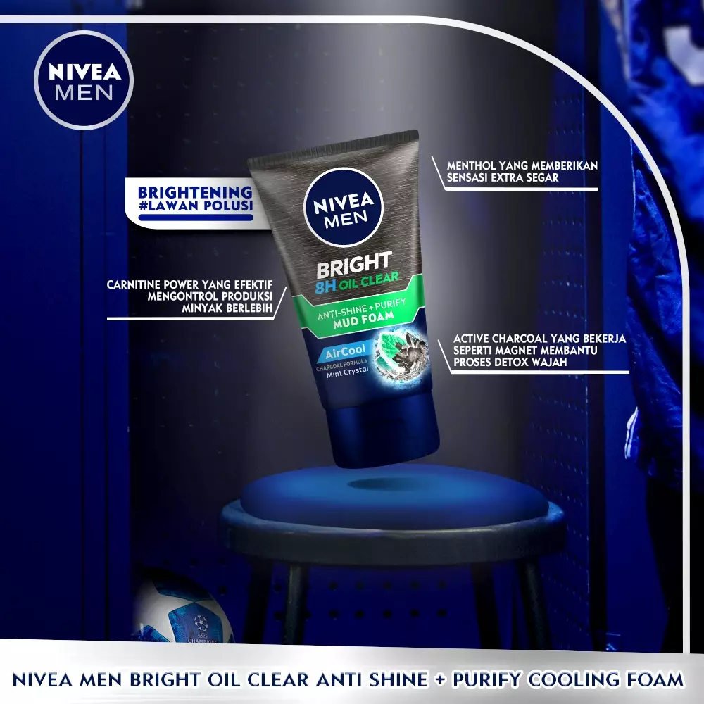 NIVEA MEN Personal Care Men Bright 8H Anti-Shine 100ml - Twin Pack