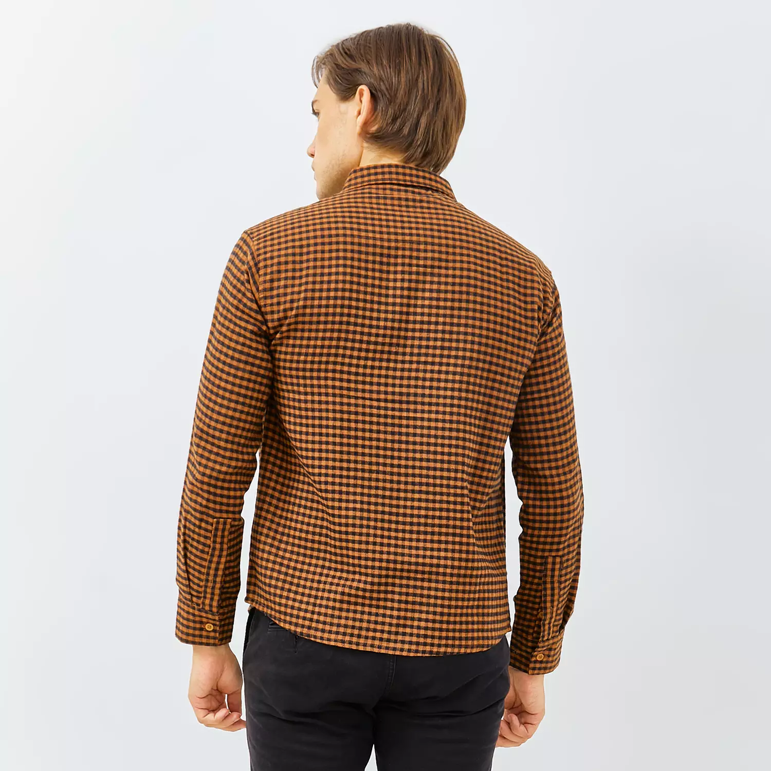 PAULMAY Kemeja Flanel Pria Lengan Panjang Coklat 6706