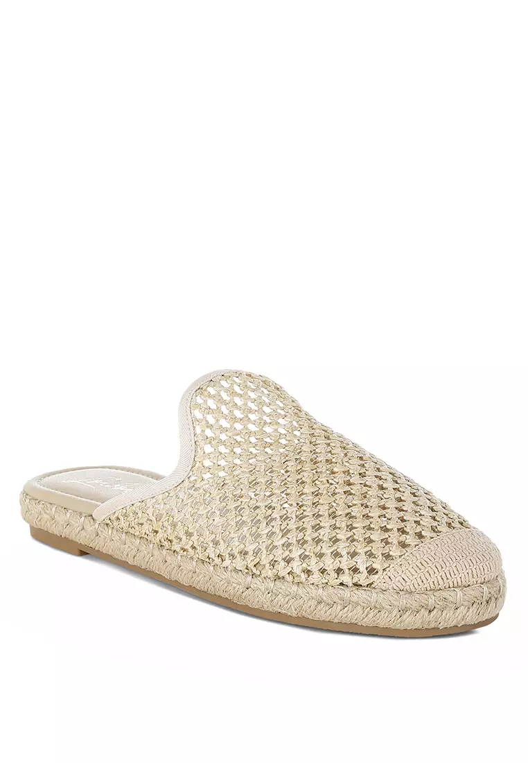 Sepatu Espadrilles Rafia Warna Beige