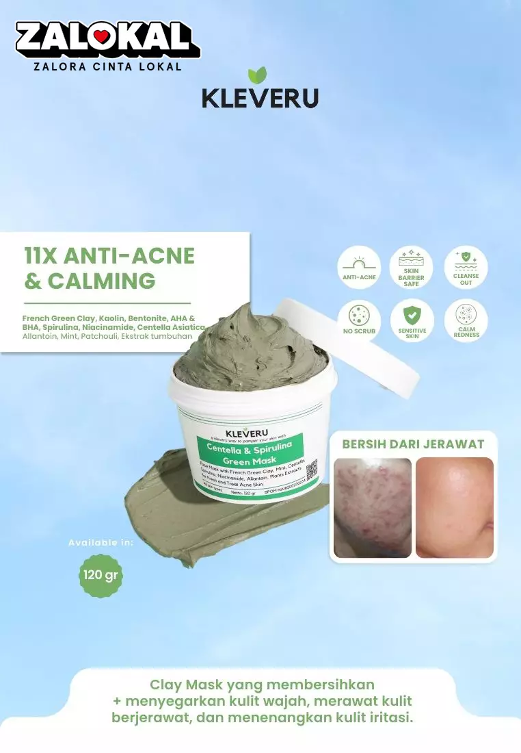 Jual Kleveru KLEVERU Centella and Spirulina Green Mask Original 2023