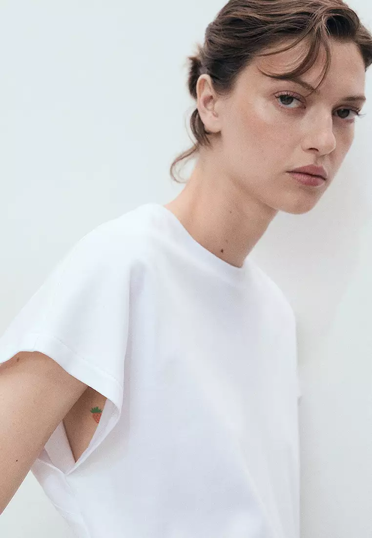 Buy Mango Rounded Neck Cotton T-Shirt 2025 Online ZALORA