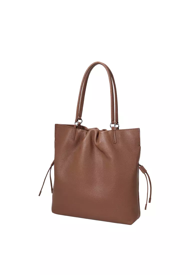 GEORGIANA Ruched Shoulder Bag - Caramel