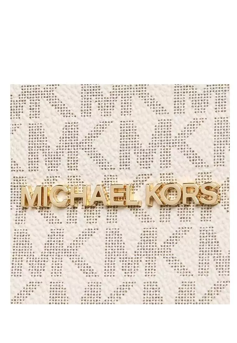 Michael Kors Gilly Large Top Zip Shoulder Tote Brown MK Signature Center  Stripe