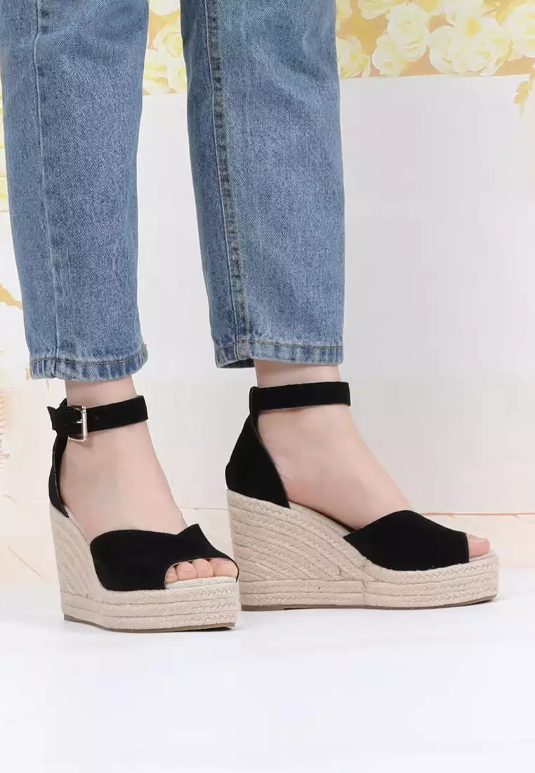 11CM Buckle Strap Suede Wedge Espadrilles HB0406121